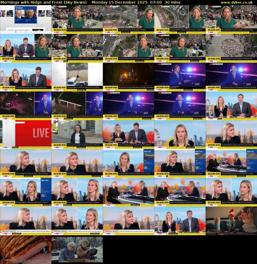 Mornings with Ridge and Frost (Sky News) Monday 15 December 2025 07:00 - 07:30