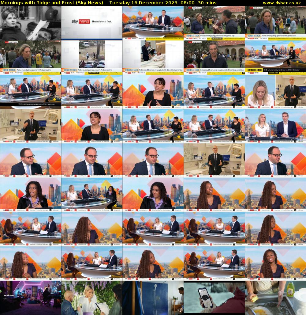 Mornings with Ridge and Frost (Sky News) Tuesday 16 December 2025 08:00 - 08:30