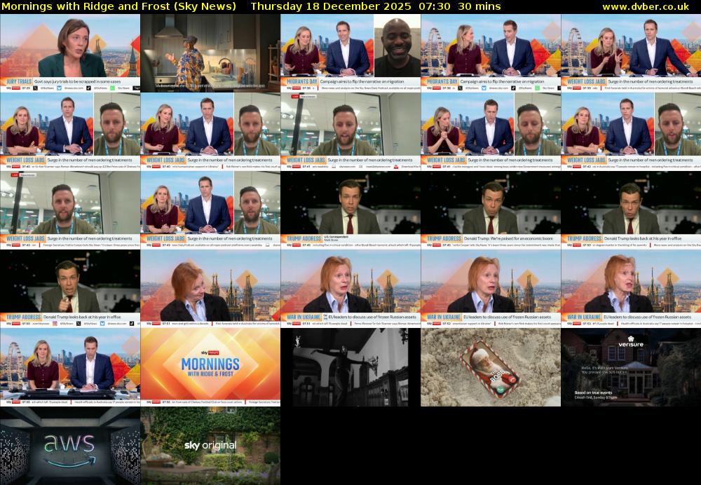 Mornings with Ridge and Frost (Sky News) Thursday 18 December 2025 07:30 - 08:00
