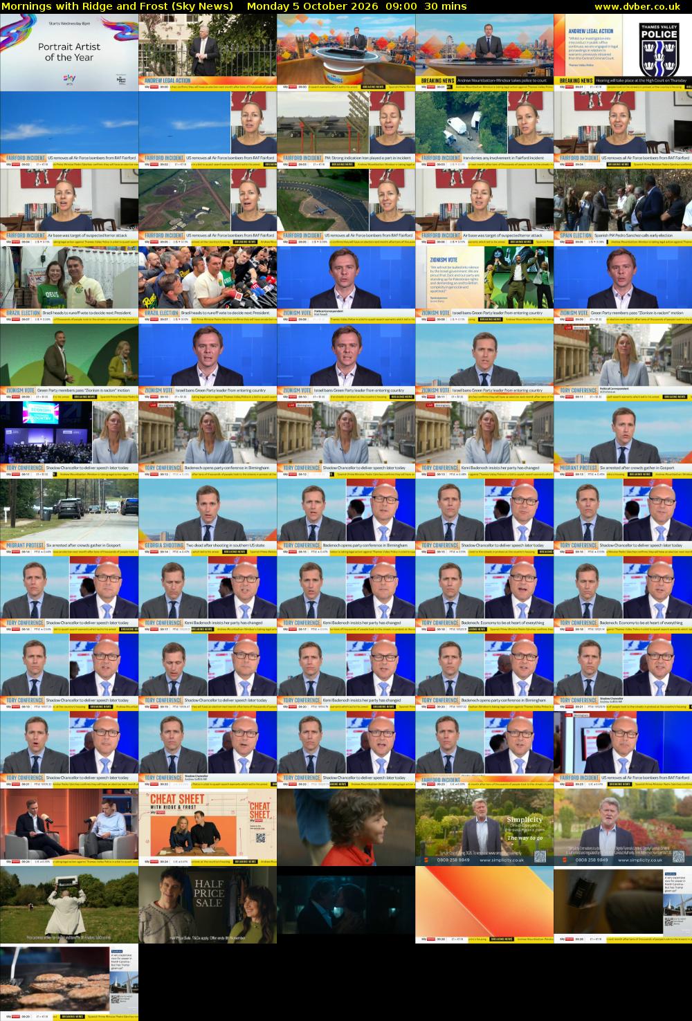 Mornings with Ridge and Frost (Sky News) Monday 5 October 2026 09:00 - 09:30