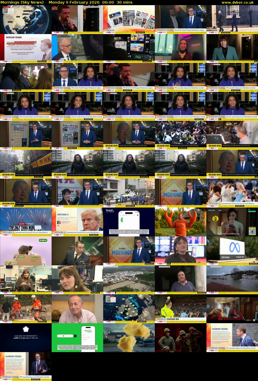 Mornings (Sky News) Monday 9 February 2026 06:00 - 06:30