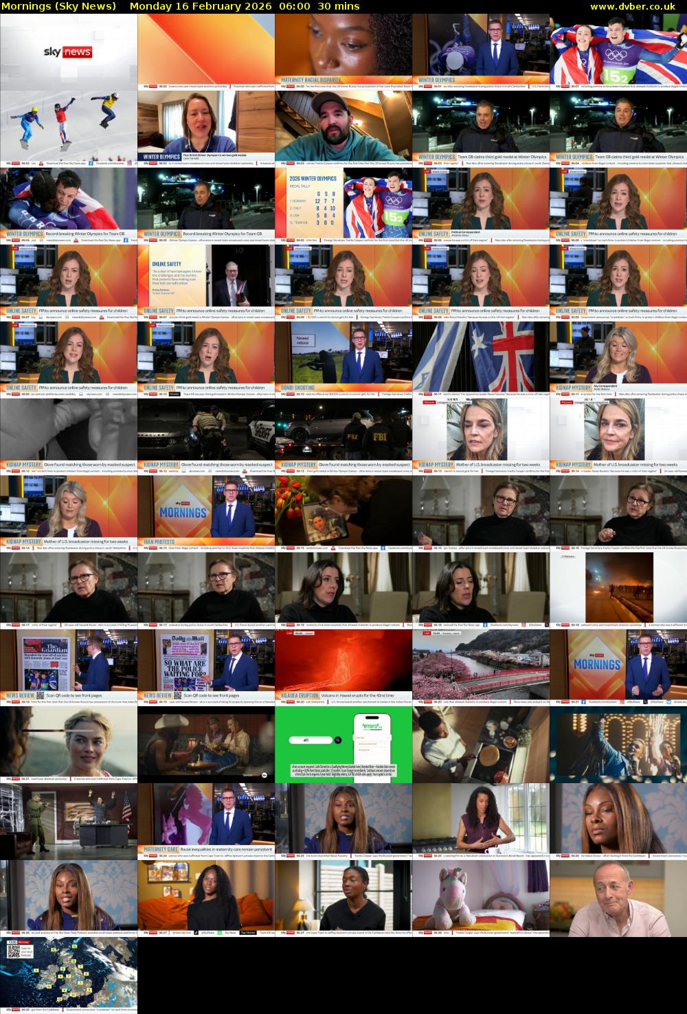 Mornings (Sky News) Monday 16 February 2026 06:00 - 06:30