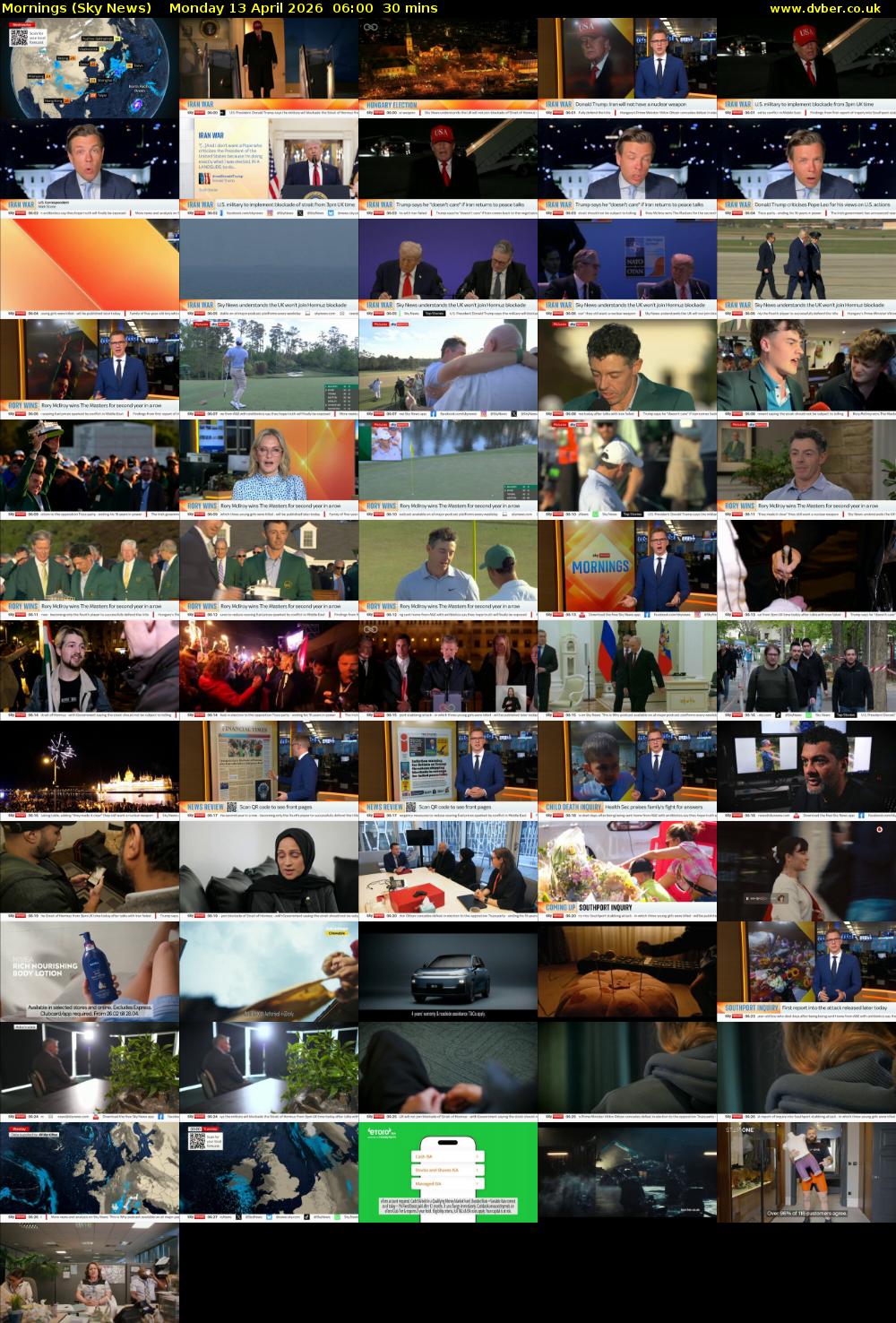 Mornings (Sky News) Monday 13 April 2026 06:00 - 06:30