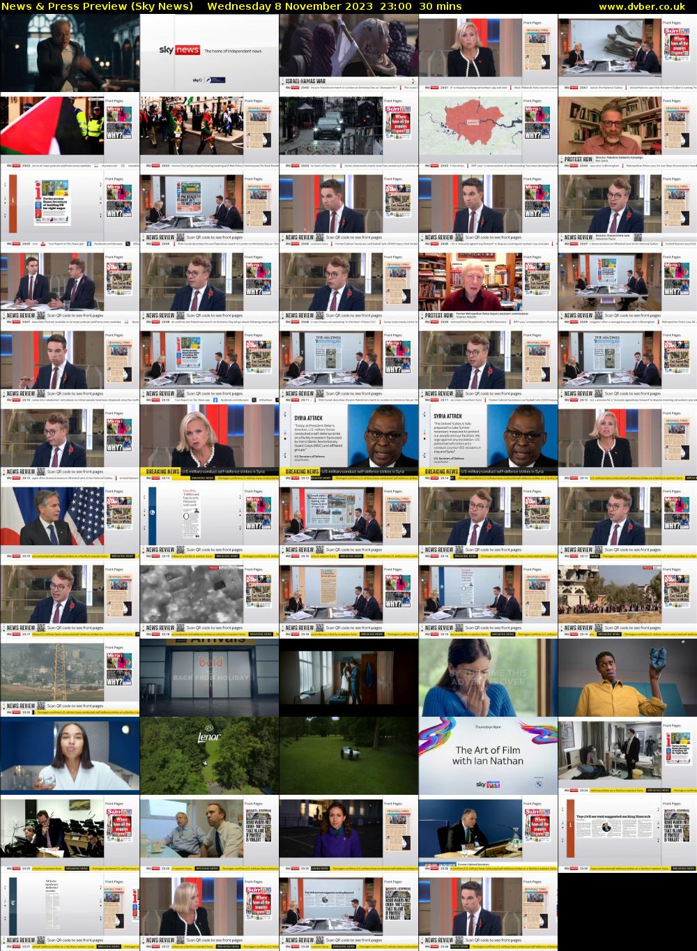 News & Press Preview (Sky News) Wednesday 8 November 2023 23:00 - 23:30