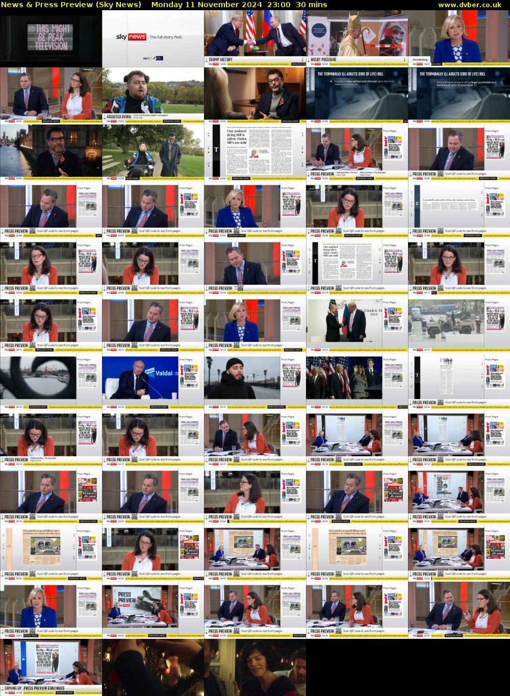 News & Press Preview (Sky News) Monday 11 November 2024 23:00 - 23:30
