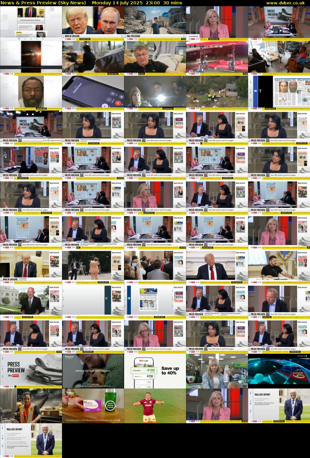 News & Press Preview (Sky News) Monday 14 July 2025 23:00 - 23:30