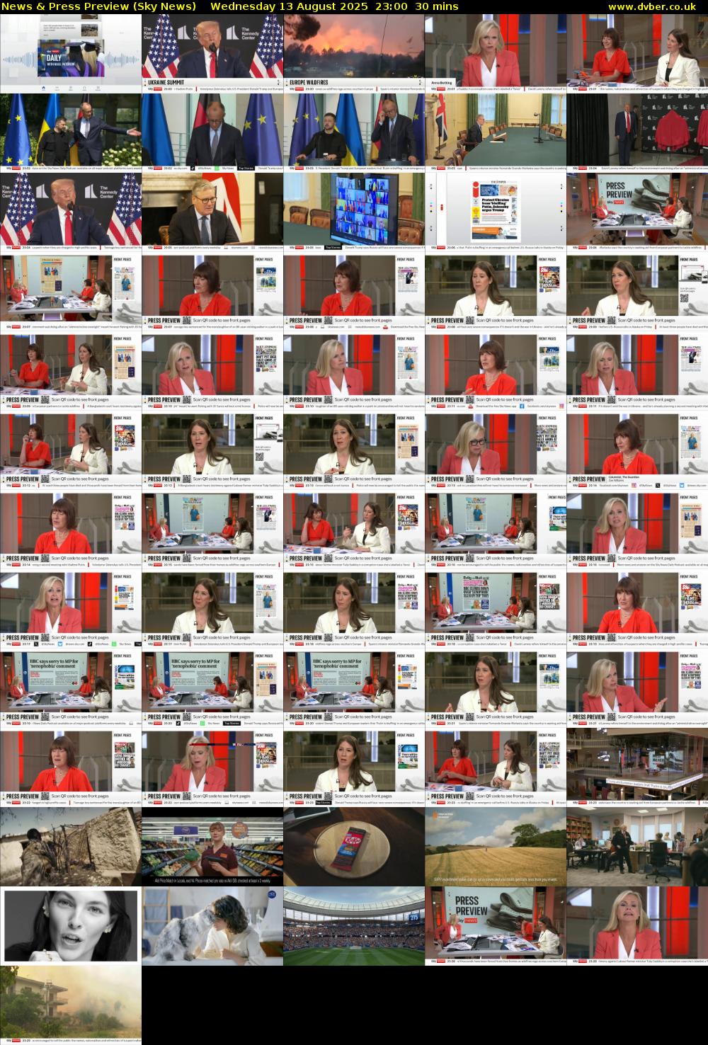 News & Press Preview (Sky News) Wednesday 13 August 2025 23:00 - 23:30