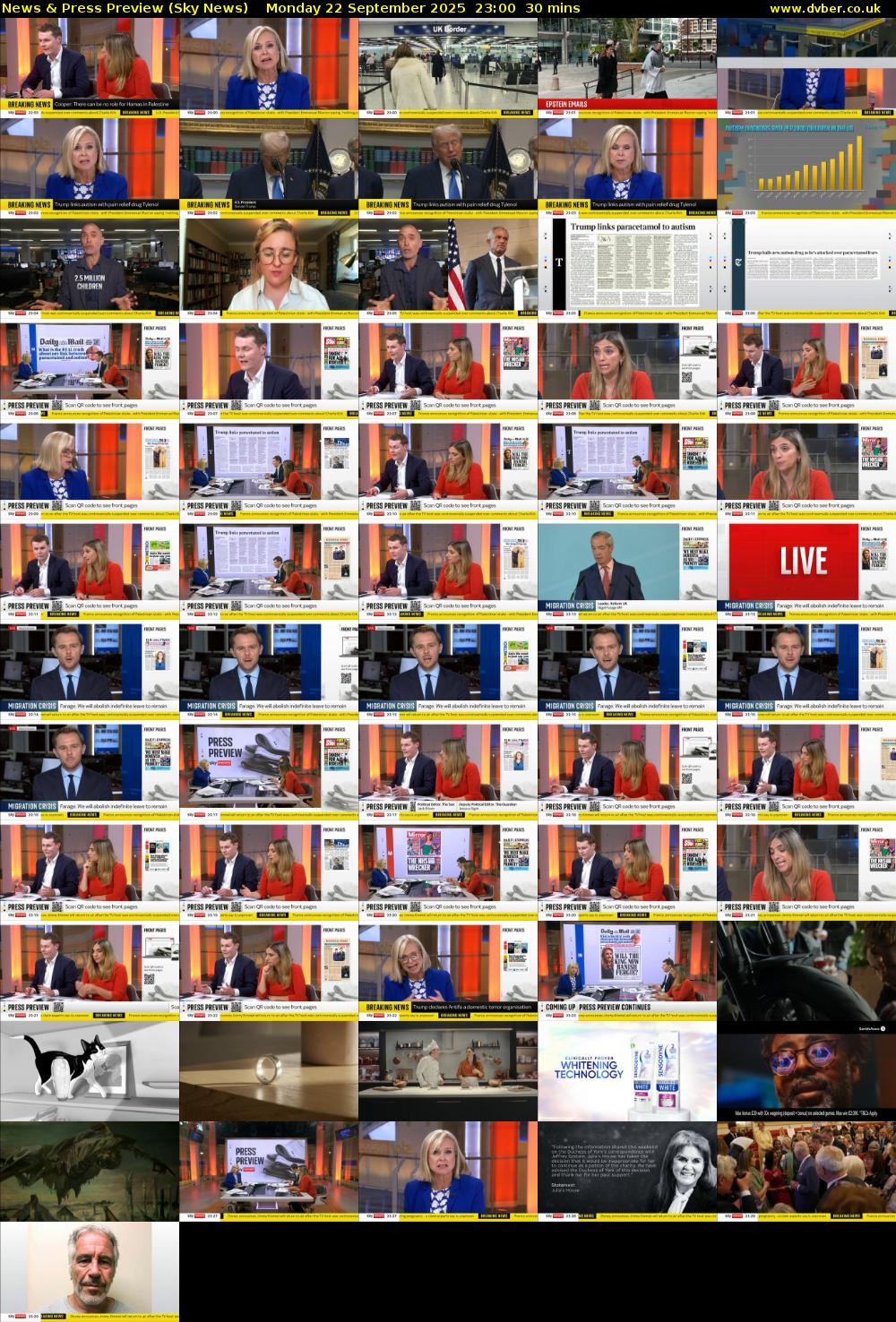 News & Press Preview (Sky News) Monday 22 September 2025 23:00 - 23:30
