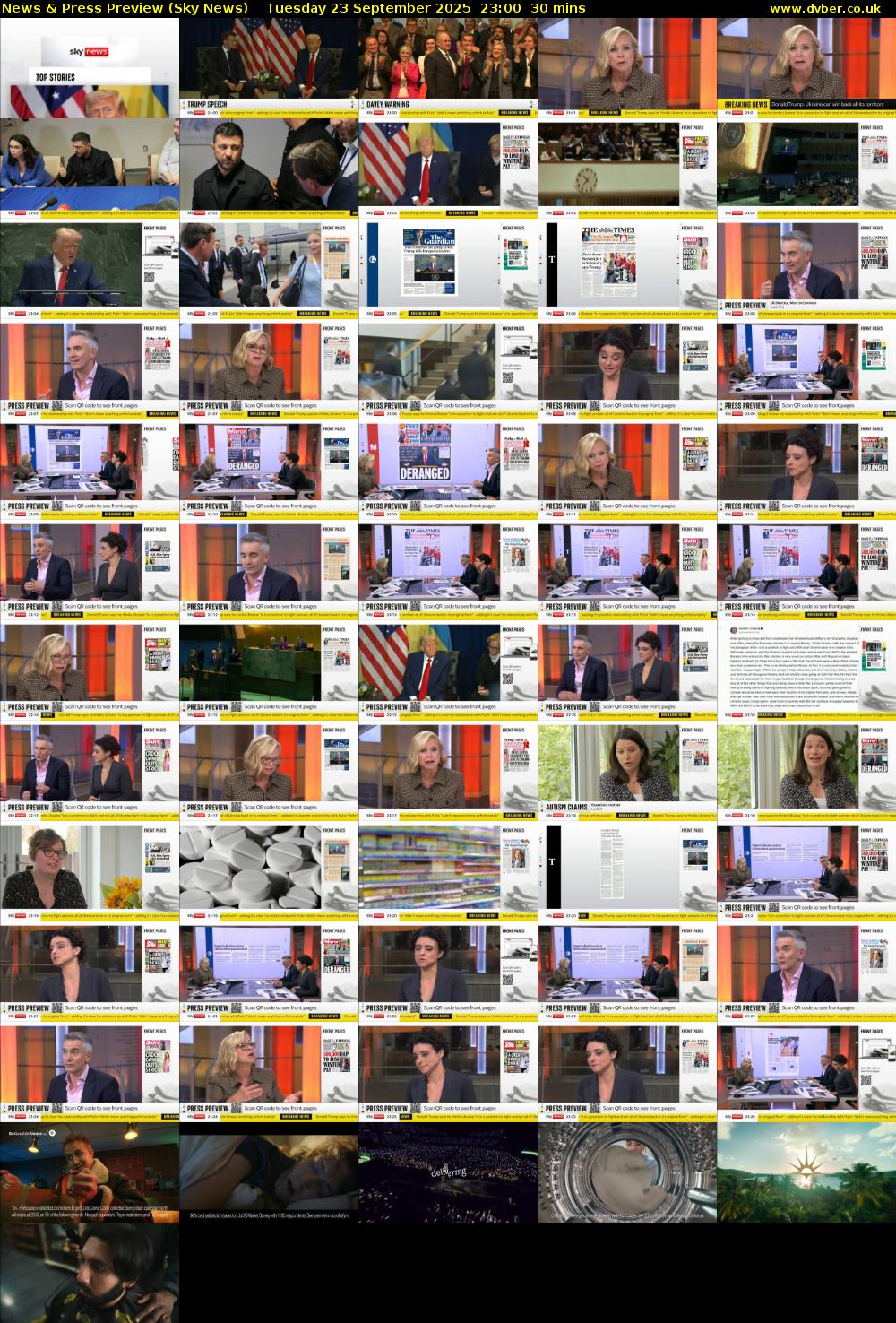 News & Press Preview (Sky News) Tuesday 23 September 2025 23:00 - 23:30