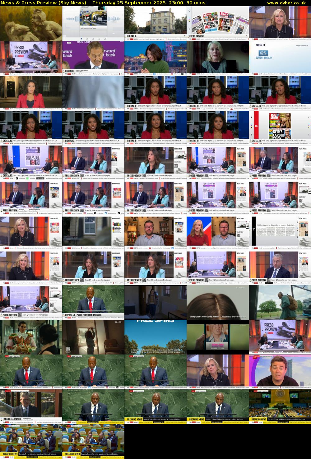 News & Press Preview (Sky News) Thursday 25 September 2025 23:00 - 23:30