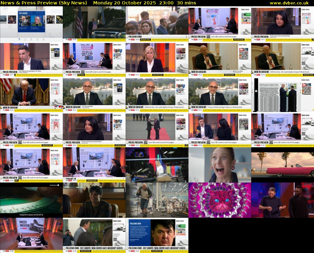 News & Press Preview (Sky News) Monday 20 October 2025 23:00 - 23:30