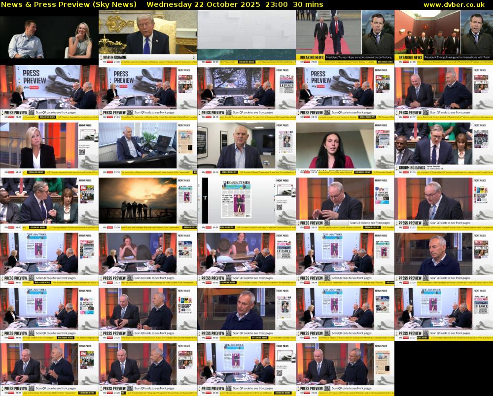 News & Press Preview (Sky News) Wednesday 22 October 2025 23:00 - 23:30