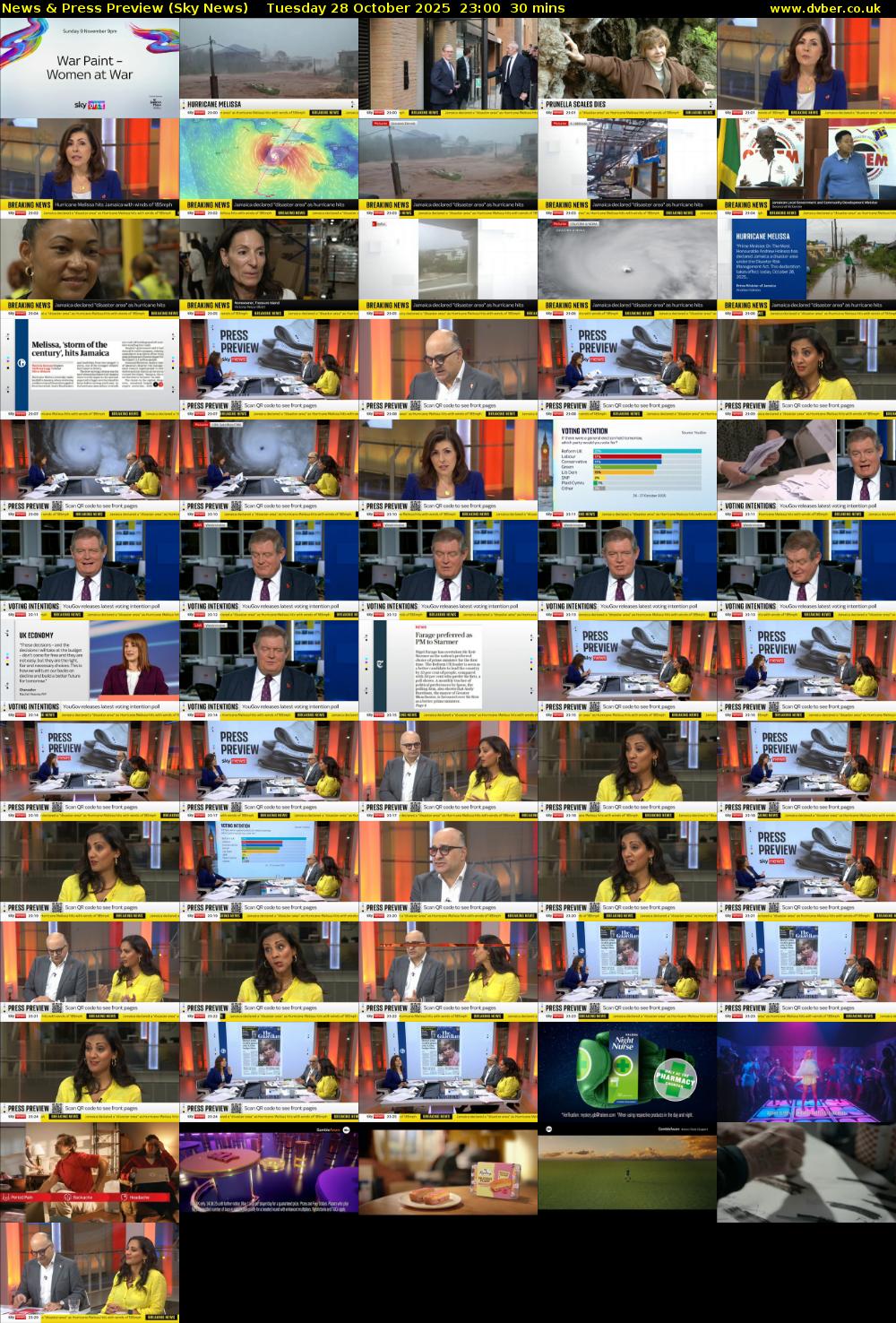 News & Press Preview (Sky News) Tuesday 28 October 2025 23:00 - 23:30