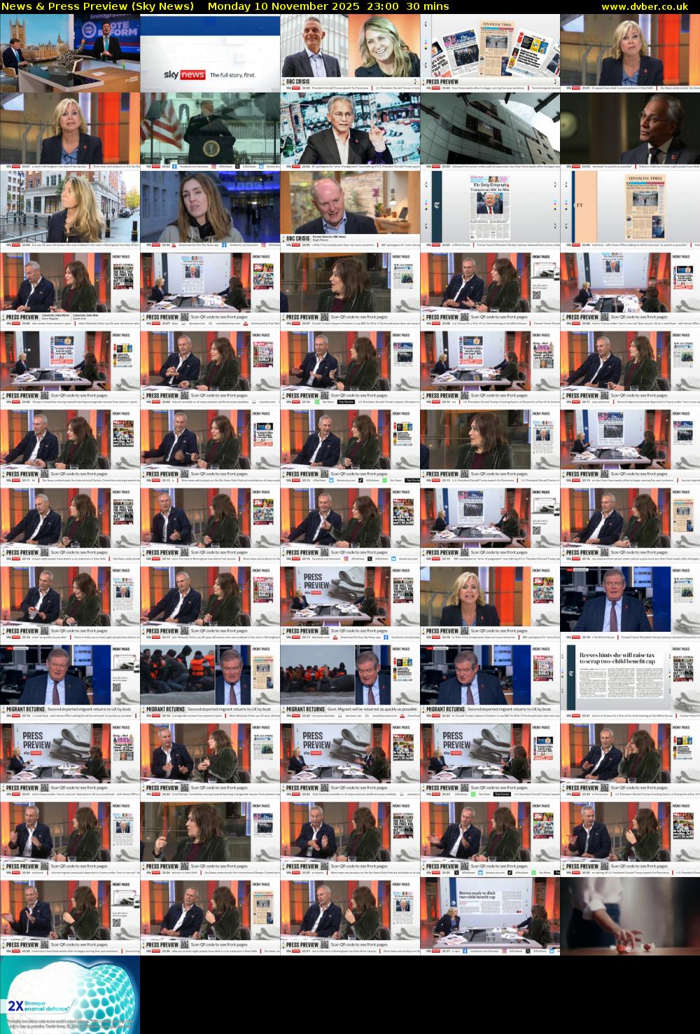 News & Press Preview (Sky News) Monday 10 November 2025 23:00 - 23:30