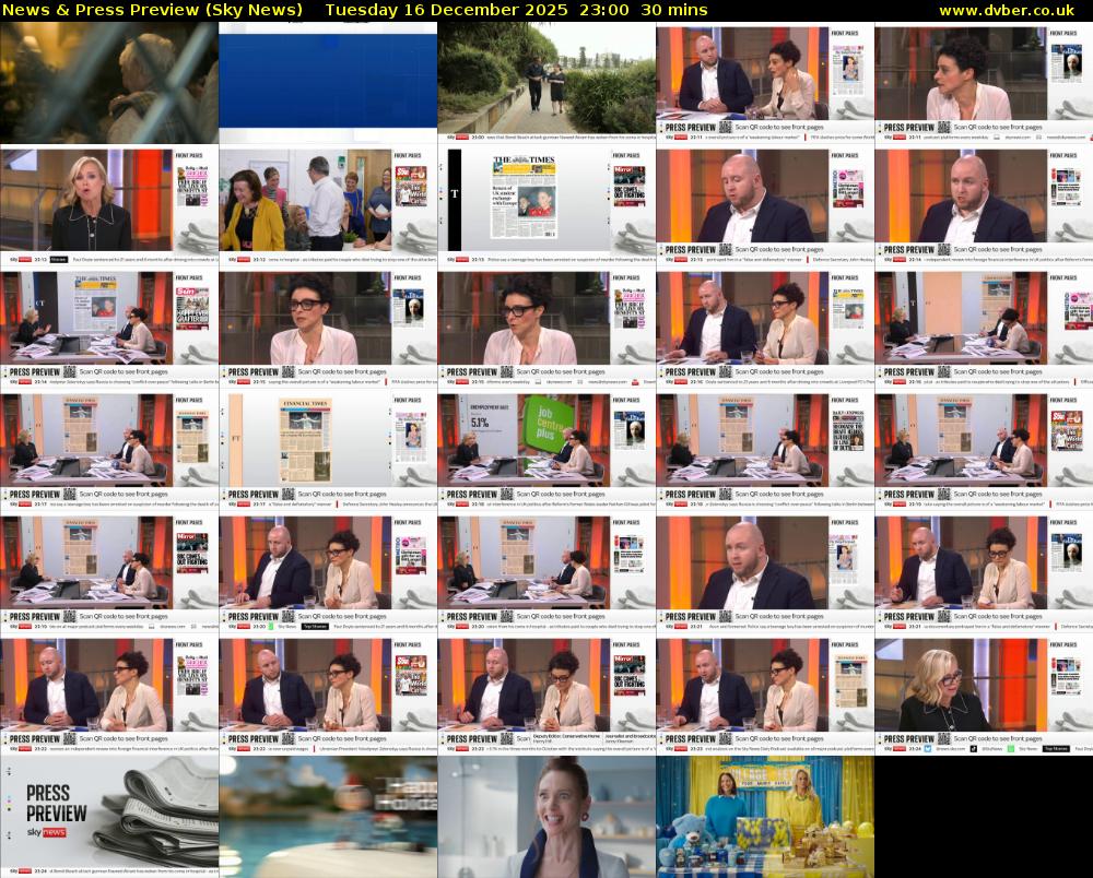 News & Press Preview (Sky News) Tuesday 16 December 2025 23:00 - 23:30
