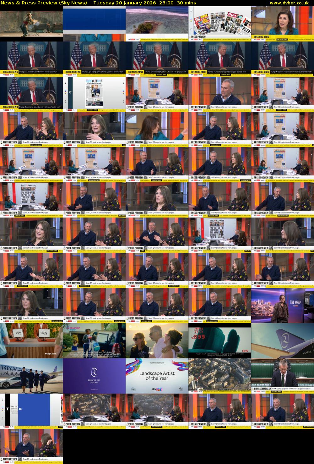 News & Press Preview (Sky News) Tuesday 20 January 2026 23:00 - 23:30
