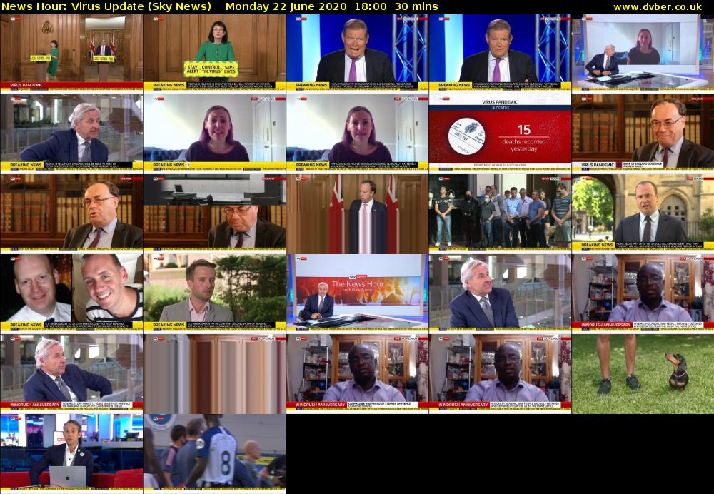News Hour: Virus Update (Sky News) Monday 22 June 2020 18:00 - 18:30