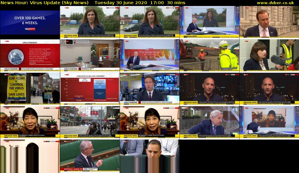 News Hour: Virus Update (Sky News) Tuesday 30 June 2020 17:00 - 17:30