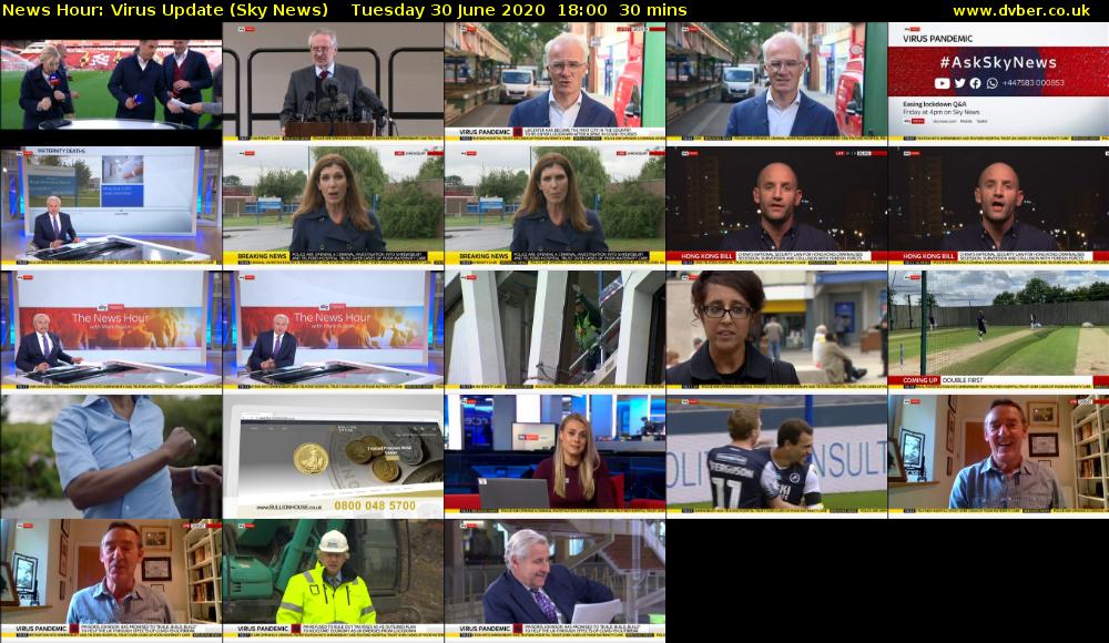 News Hour: Virus Update (Sky News) Tuesday 30 June 2020 18:00 - 18:30