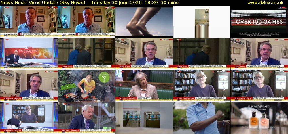 News Hour: Virus Update (Sky News) Tuesday 30 June 2020 18:30 - 19:00