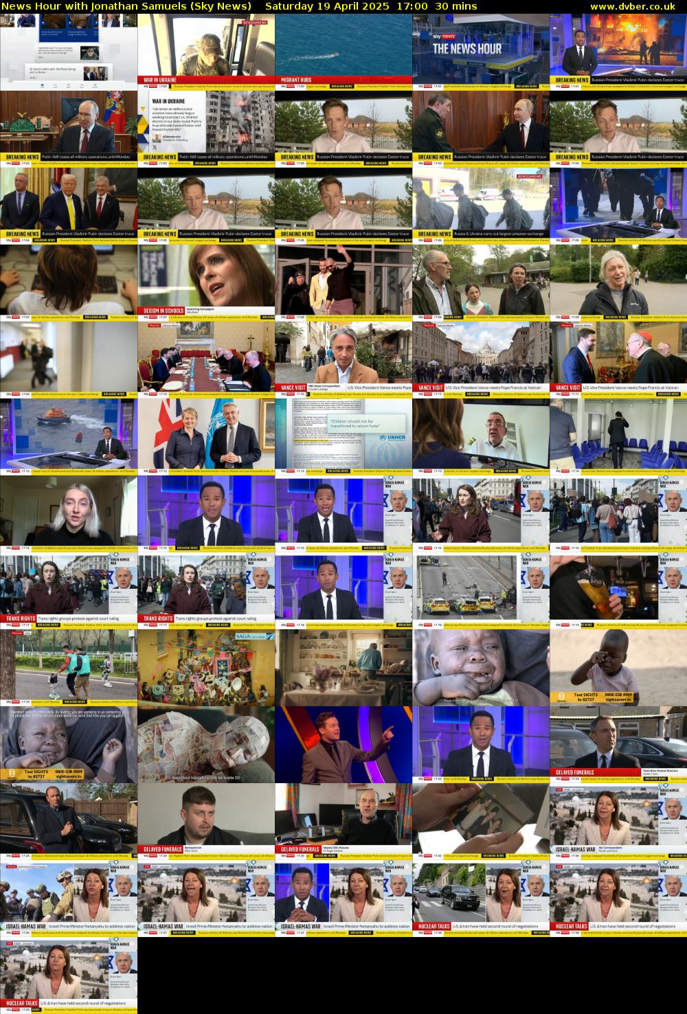 News Hour with Jonathan Samuels (Sky News) Saturday 19 April 2025 17:00 - 17:30
