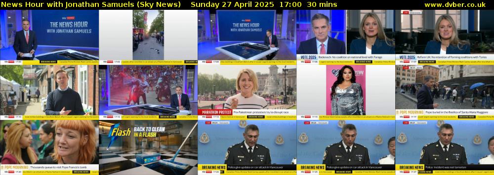 News Hour with Jonathan Samuels (Sky News) Sunday 27 April 2025 17:00 - 17:30