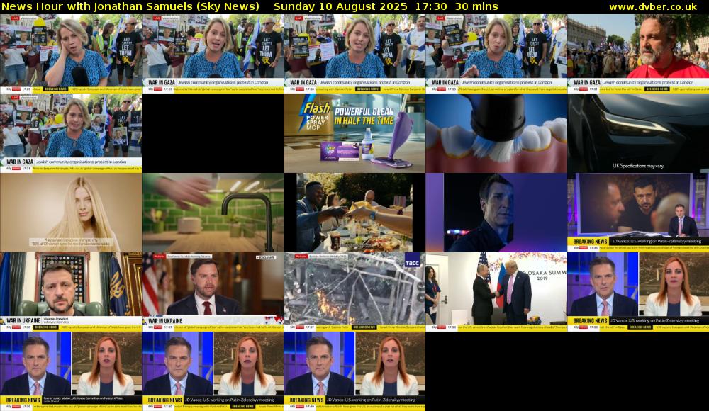 News Hour with Jonathan Samuels (Sky News) Sunday 10 August 2025 17:30 - 18:00
