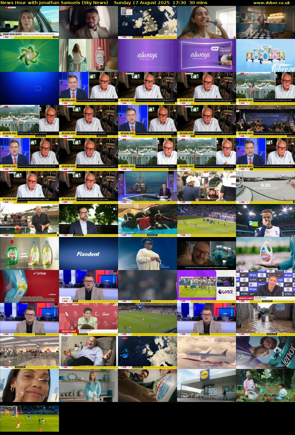 News Hour with Jonathan Samuels (Sky News) Sunday 17 August 2025 17:30 - 18:00