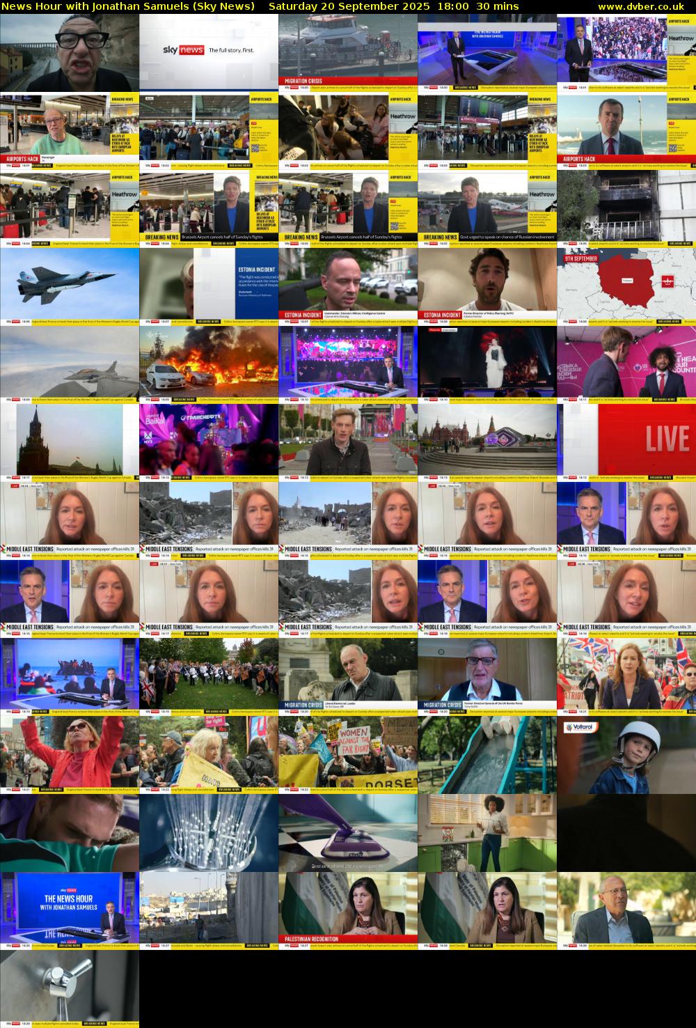News Hour with Jonathan Samuels (Sky News) Saturday 20 September 2025 18:00 - 18:30