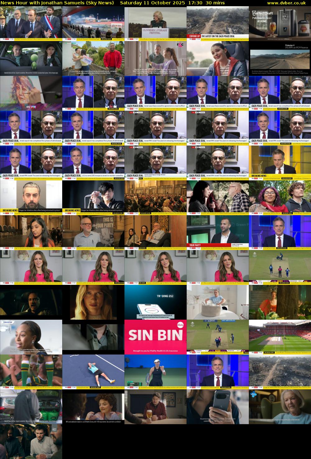 News Hour with Jonathan Samuels (Sky News) Saturday 11 October 2025 17:30 - 18:00