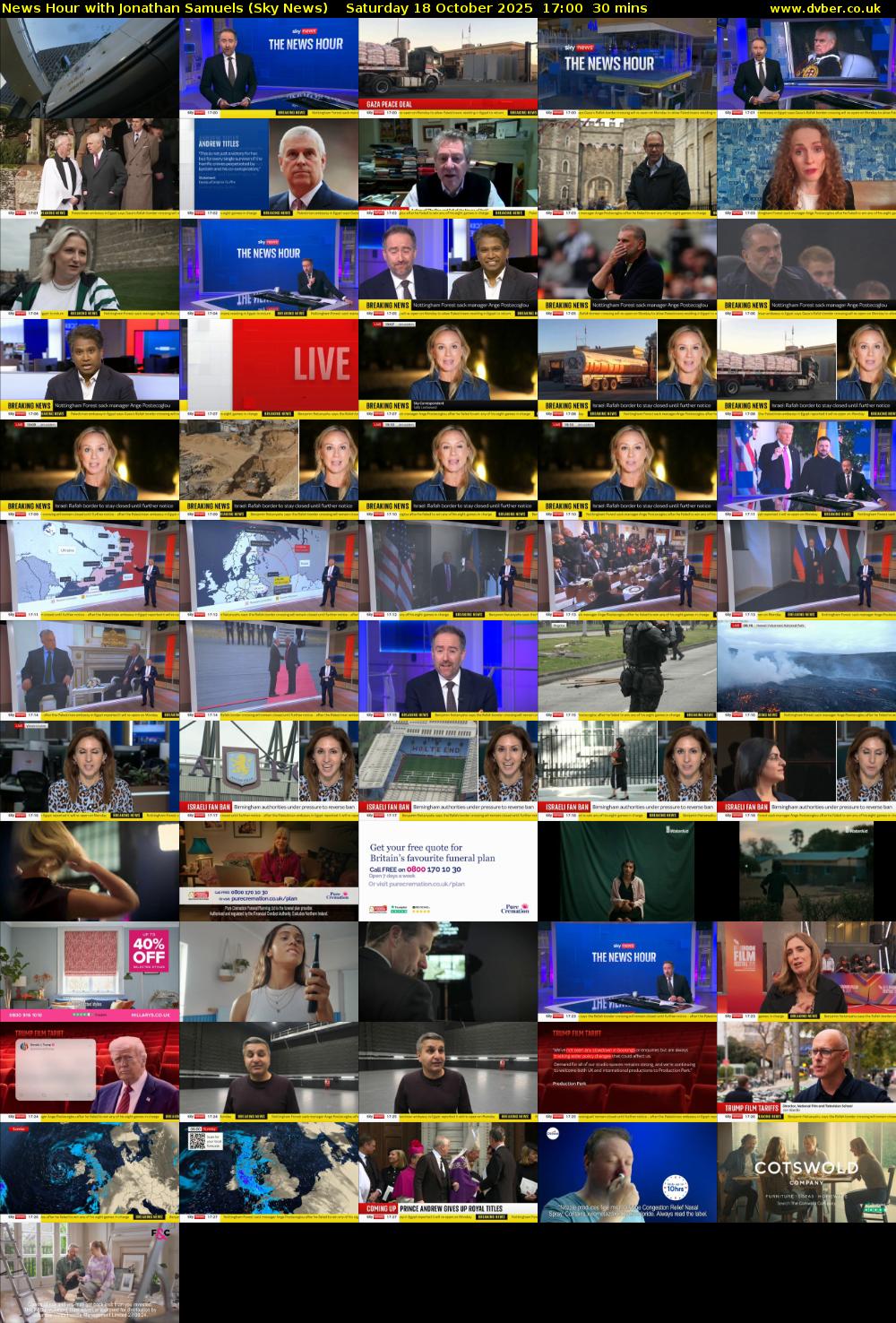 News Hour with Jonathan Samuels (Sky News) Saturday 18 October 2025 17:00 - 17:30