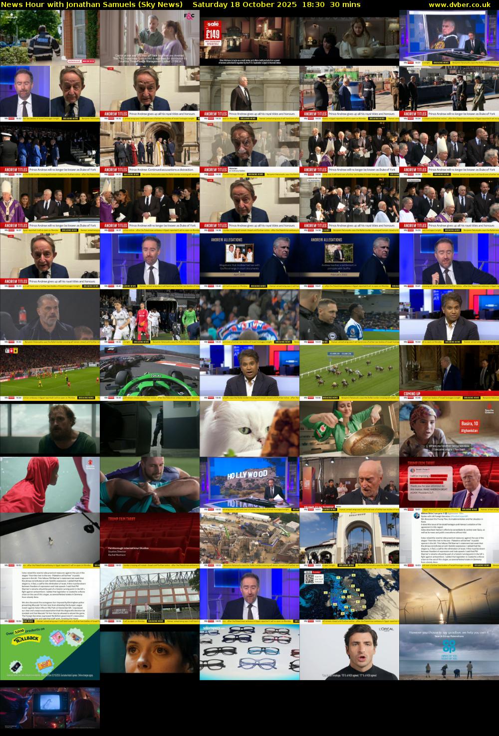 News Hour with Jonathan Samuels (Sky News) Saturday 18 October 2025 18:30 - 19:00