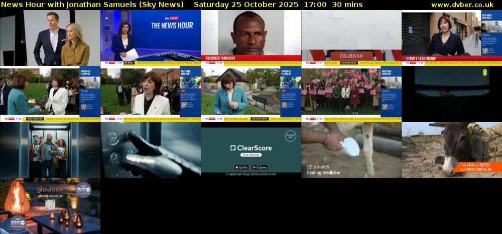 News Hour with Jonathan Samuels (Sky News) Saturday 25 October 2025 17:00 - 17:30