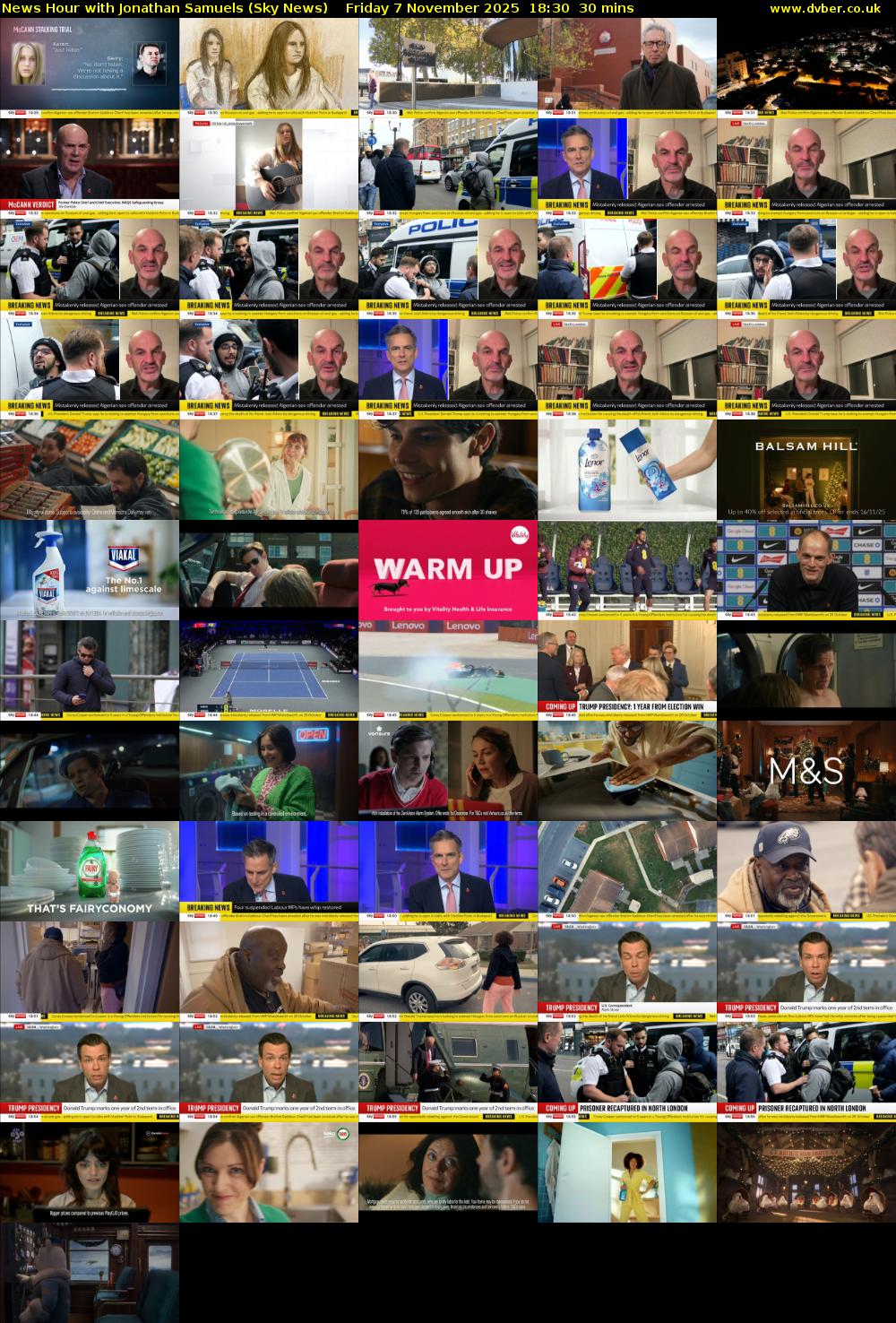 News Hour with Jonathan Samuels (Sky News) Friday 7 November 2025 18:30 - 19:00