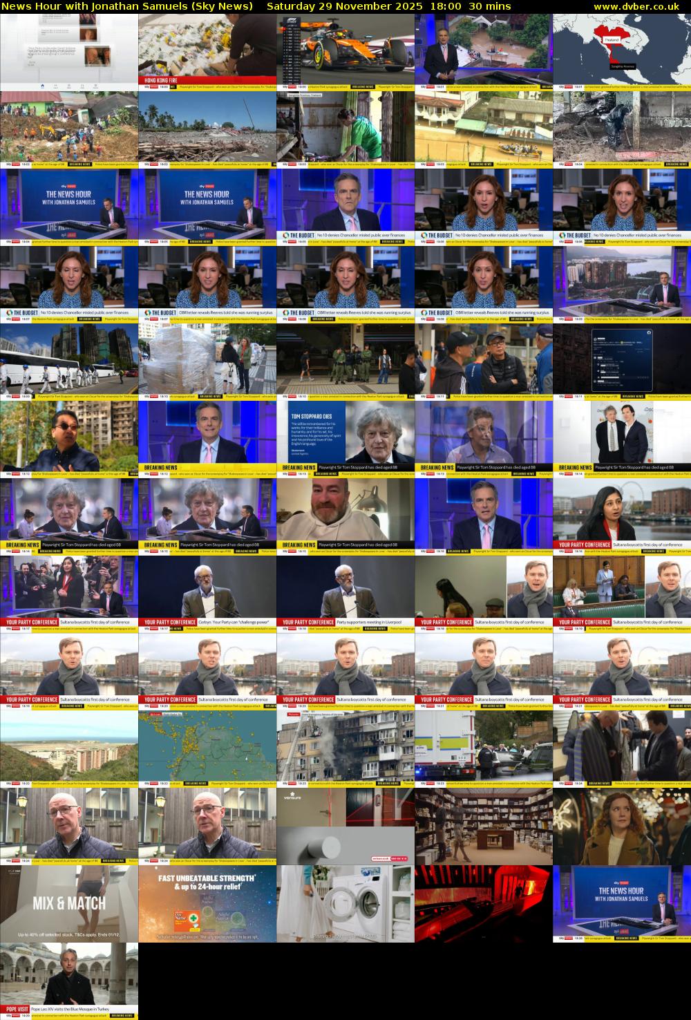 News Hour with Jonathan Samuels (Sky News) Saturday 29 November 2025 18:00 - 18:30