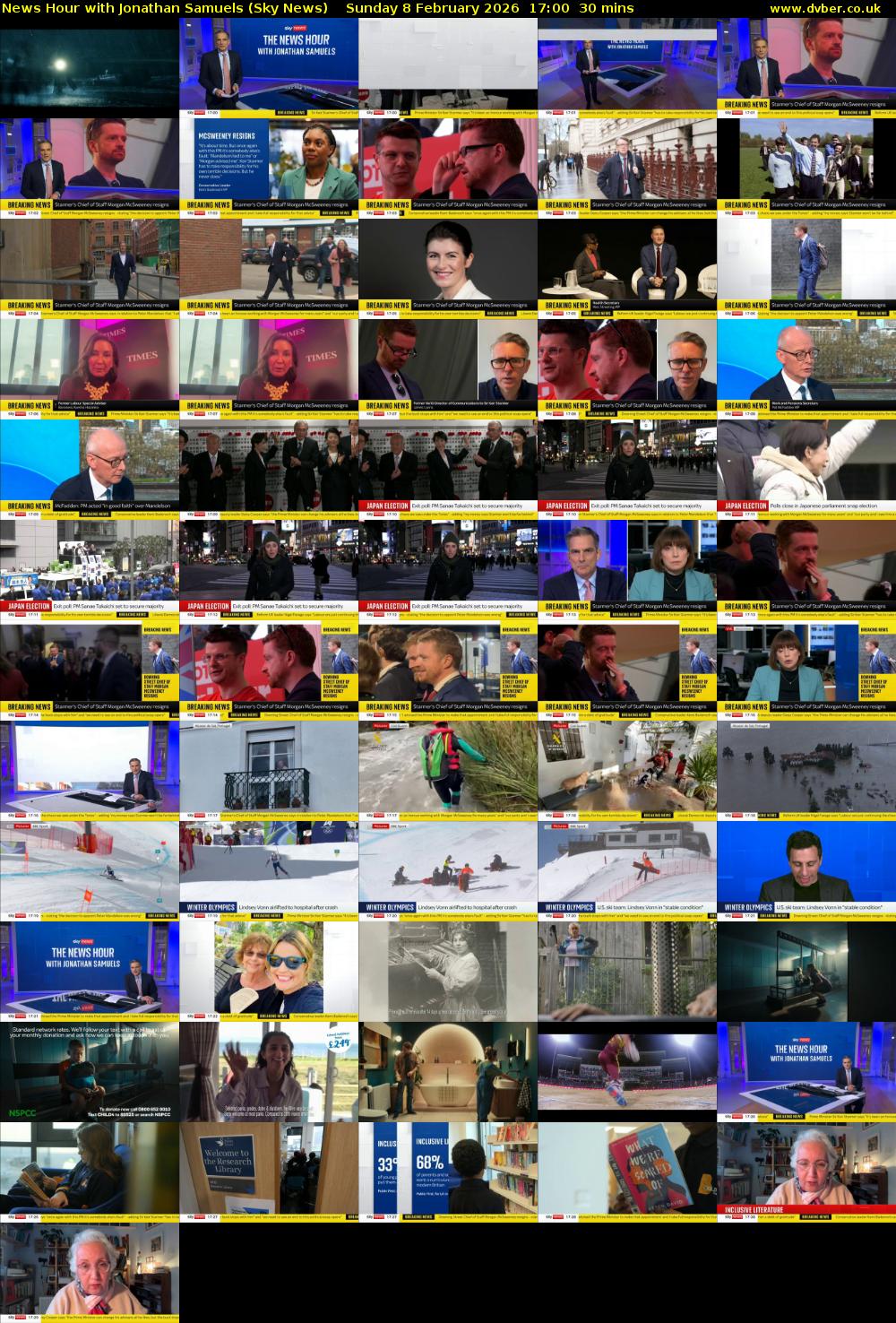 News Hour with Jonathan Samuels (Sky News) Sunday 8 February 2026 17:00 - 17:30