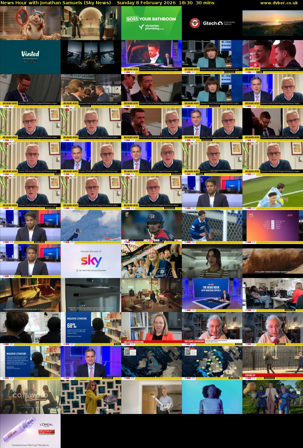 News Hour with Jonathan Samuels (Sky News) Sunday 8 February 2026 18:30 - 19:00