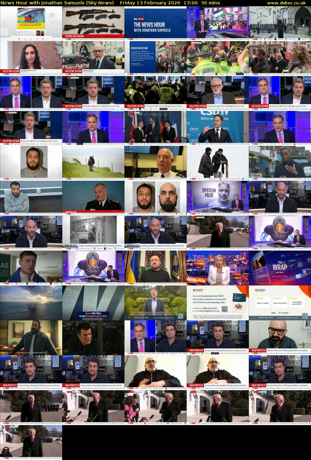News Hour with Jonathan Samuels (Sky News) Friday 13 February 2026 17:00 - 17:30
