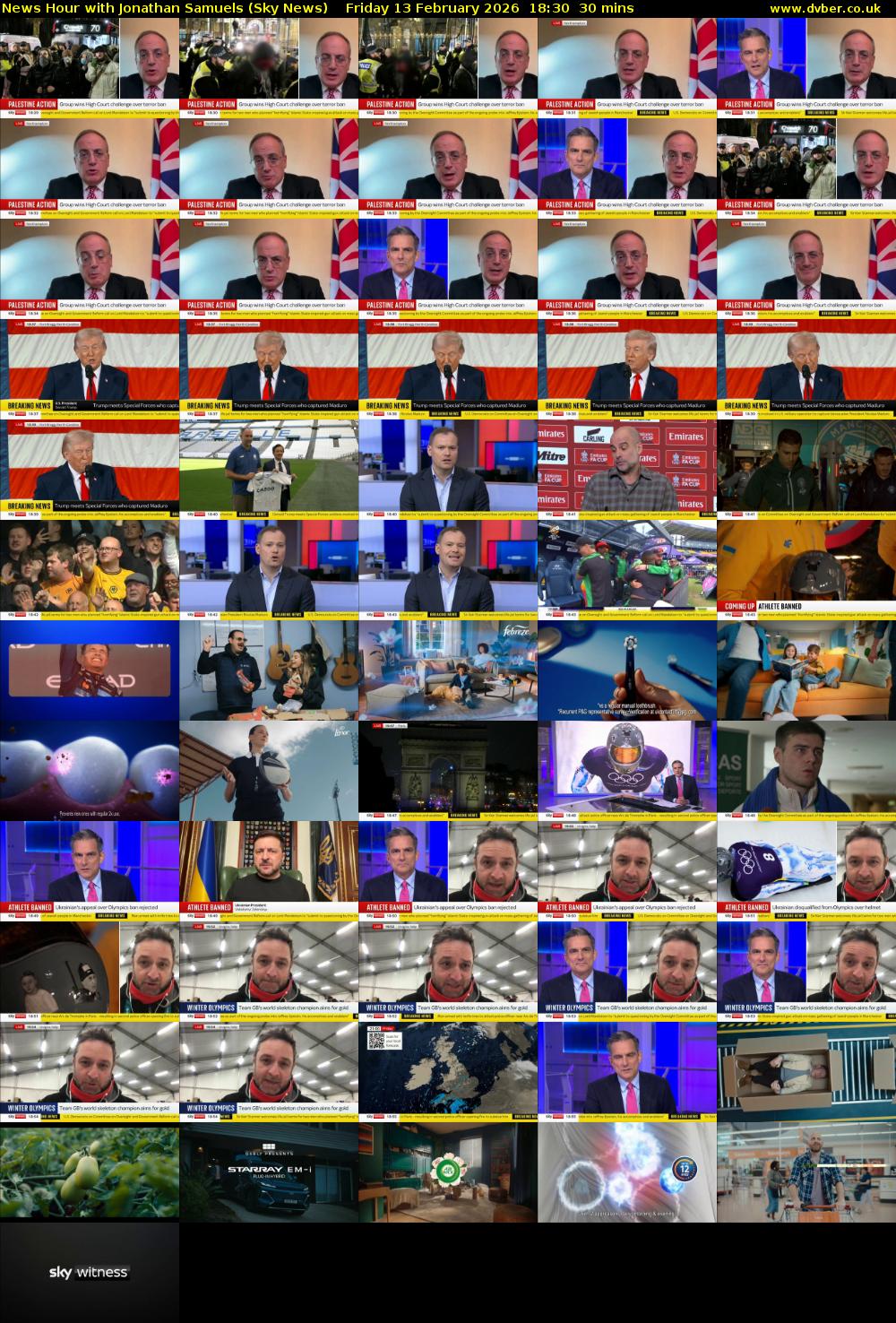 News Hour with Jonathan Samuels (Sky News) Friday 13 February 2026 18:30 - 19:00