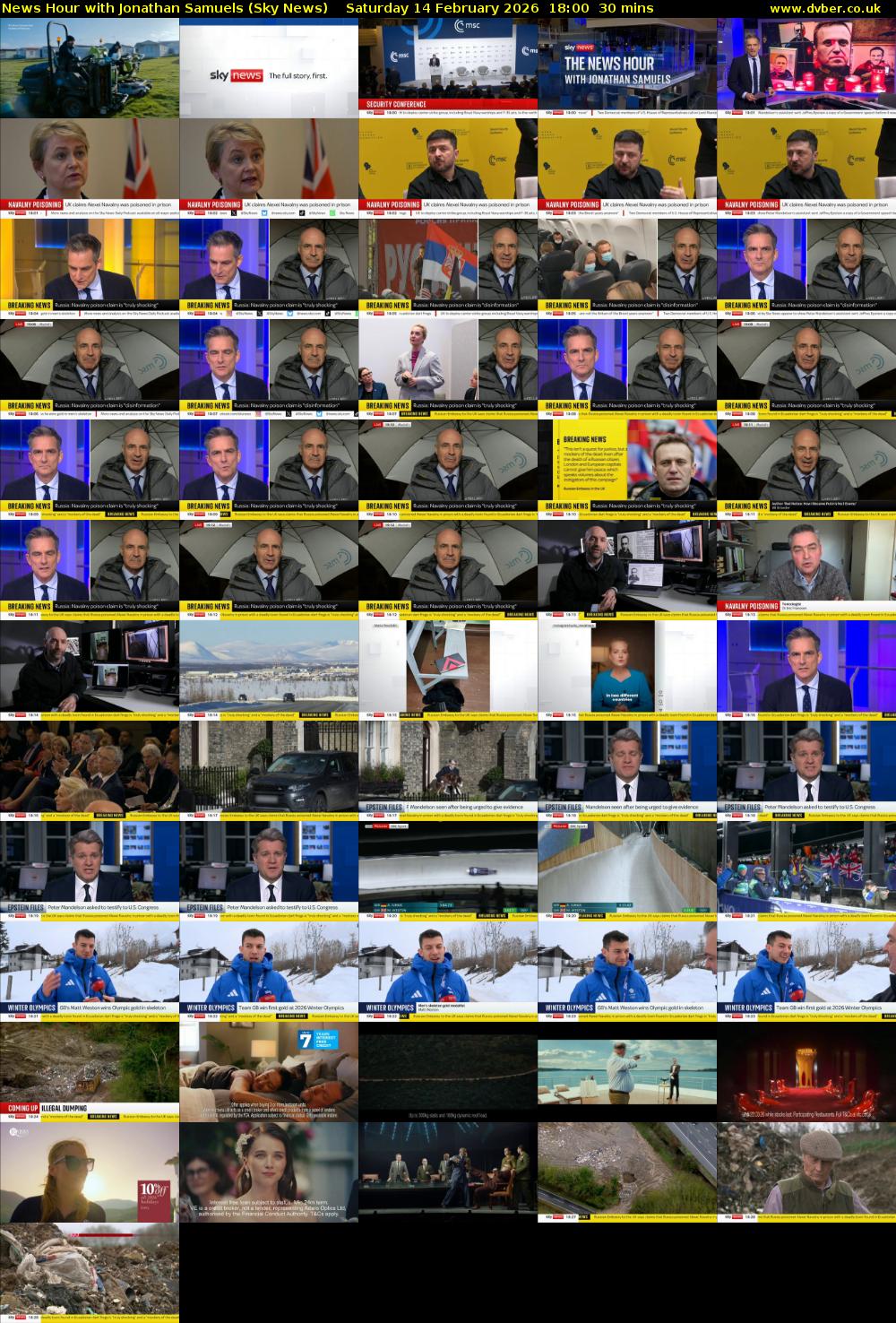 News Hour with Jonathan Samuels (Sky News) Saturday 14 February 2026 18:00 - 18:30