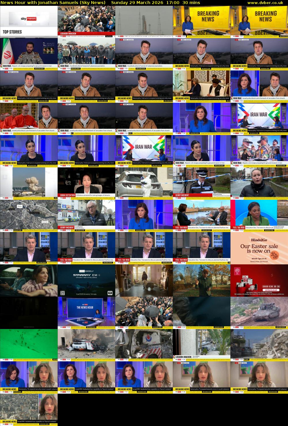 News Hour with Jonathan Samuels (Sky News) Sunday 29 March 2026 17:00 - 17:30