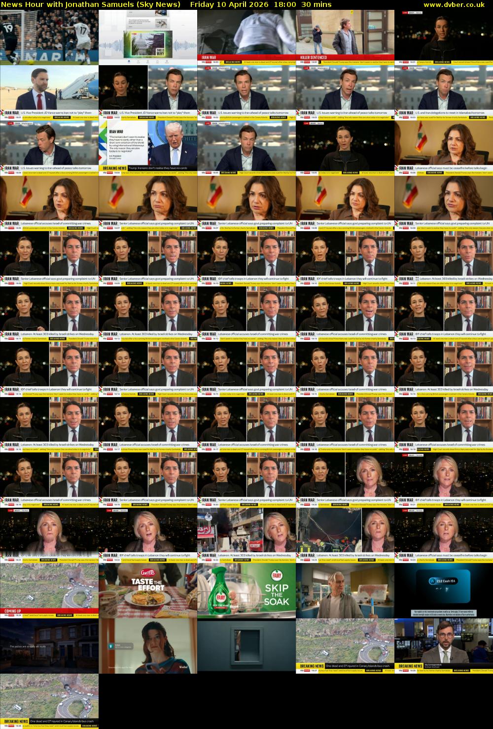News Hour with Jonathan Samuels (Sky News) Friday 10 April 2026 18:00 - 18:30
