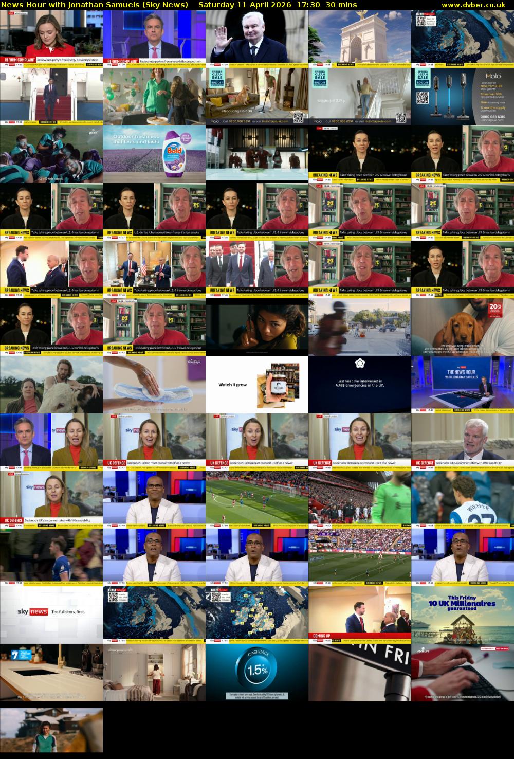 News Hour with Jonathan Samuels (Sky News) Saturday 11 April 2026 17:30 - 18:00