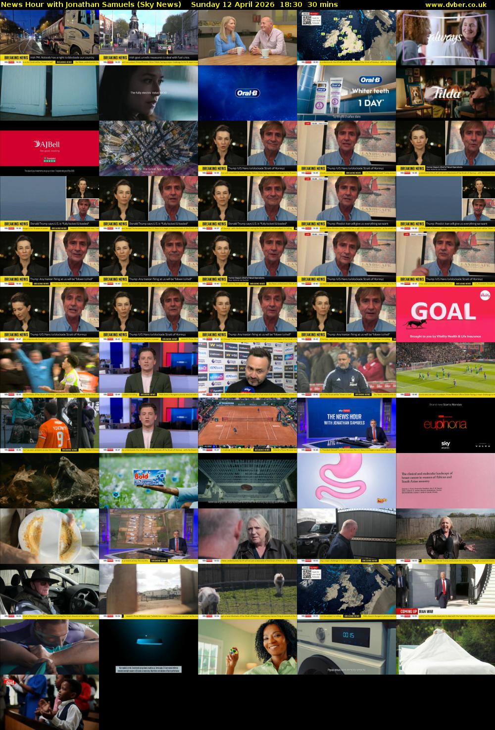 News Hour with Jonathan Samuels (Sky News) Sunday 12 April 2026 18:30 - 19:00