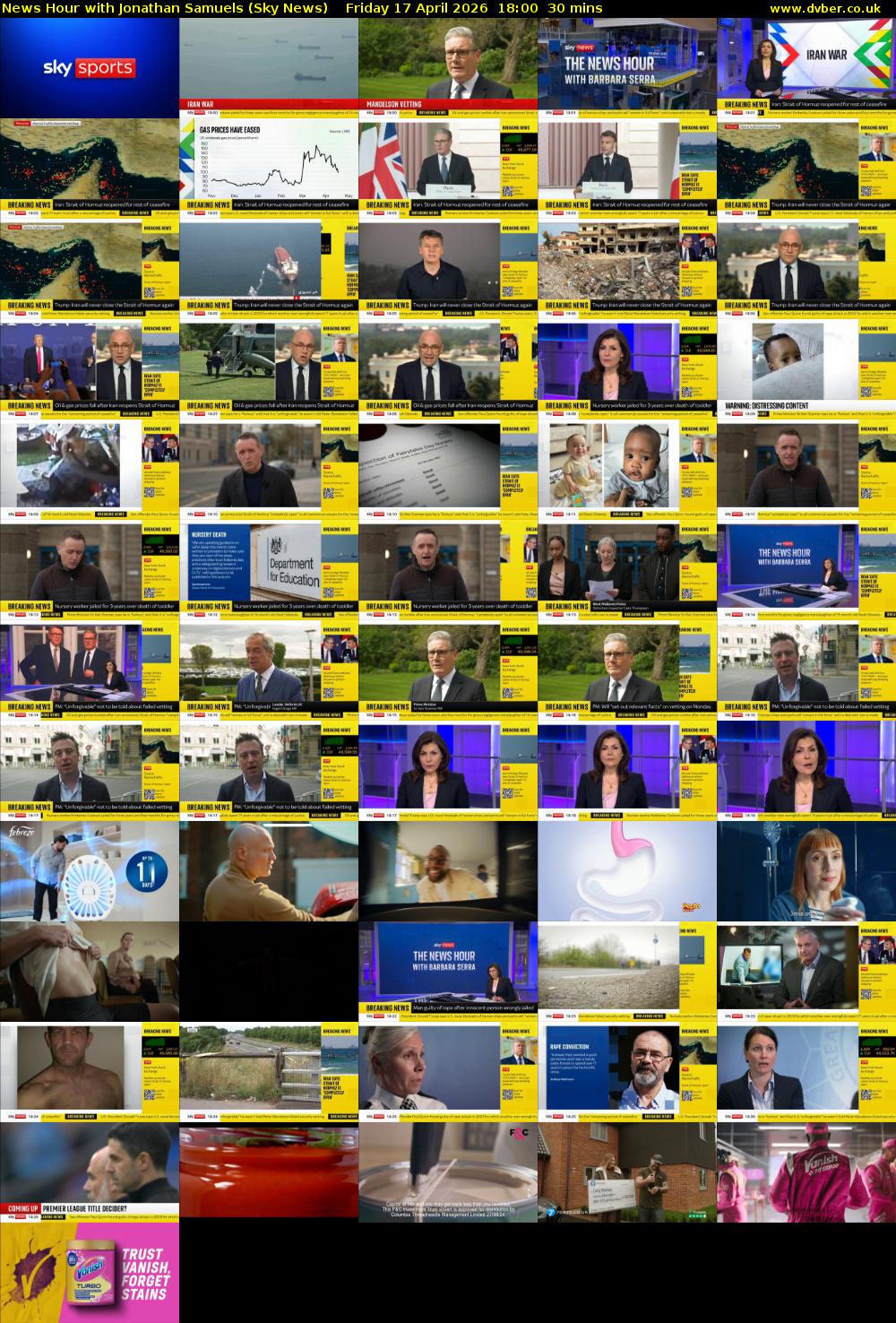 News Hour with Jonathan Samuels (Sky News) Friday 17 April 2026 18:00 - 18:30