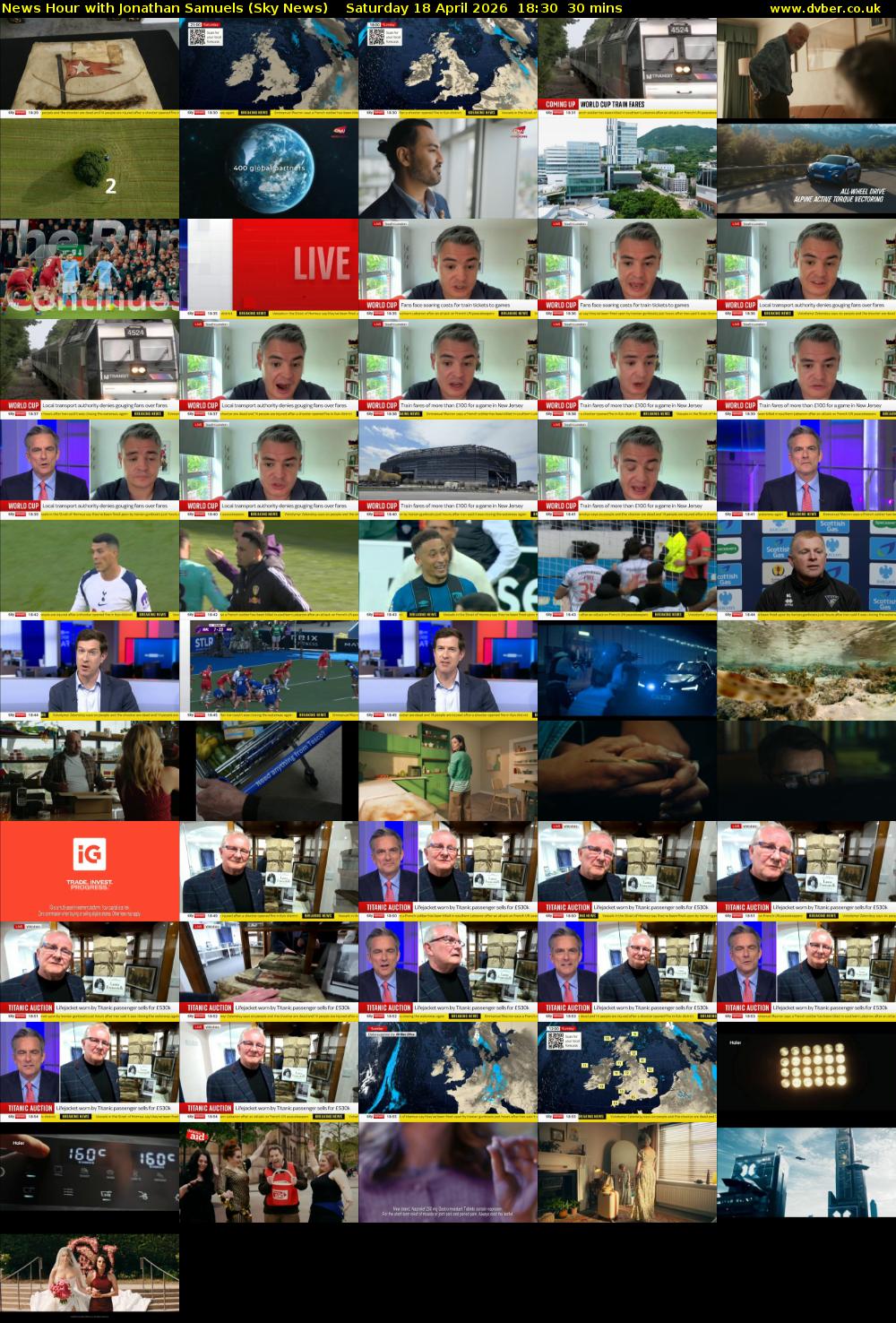 News Hour with Jonathan Samuels (Sky News) Saturday 18 April 2026 18:30 - 19:00