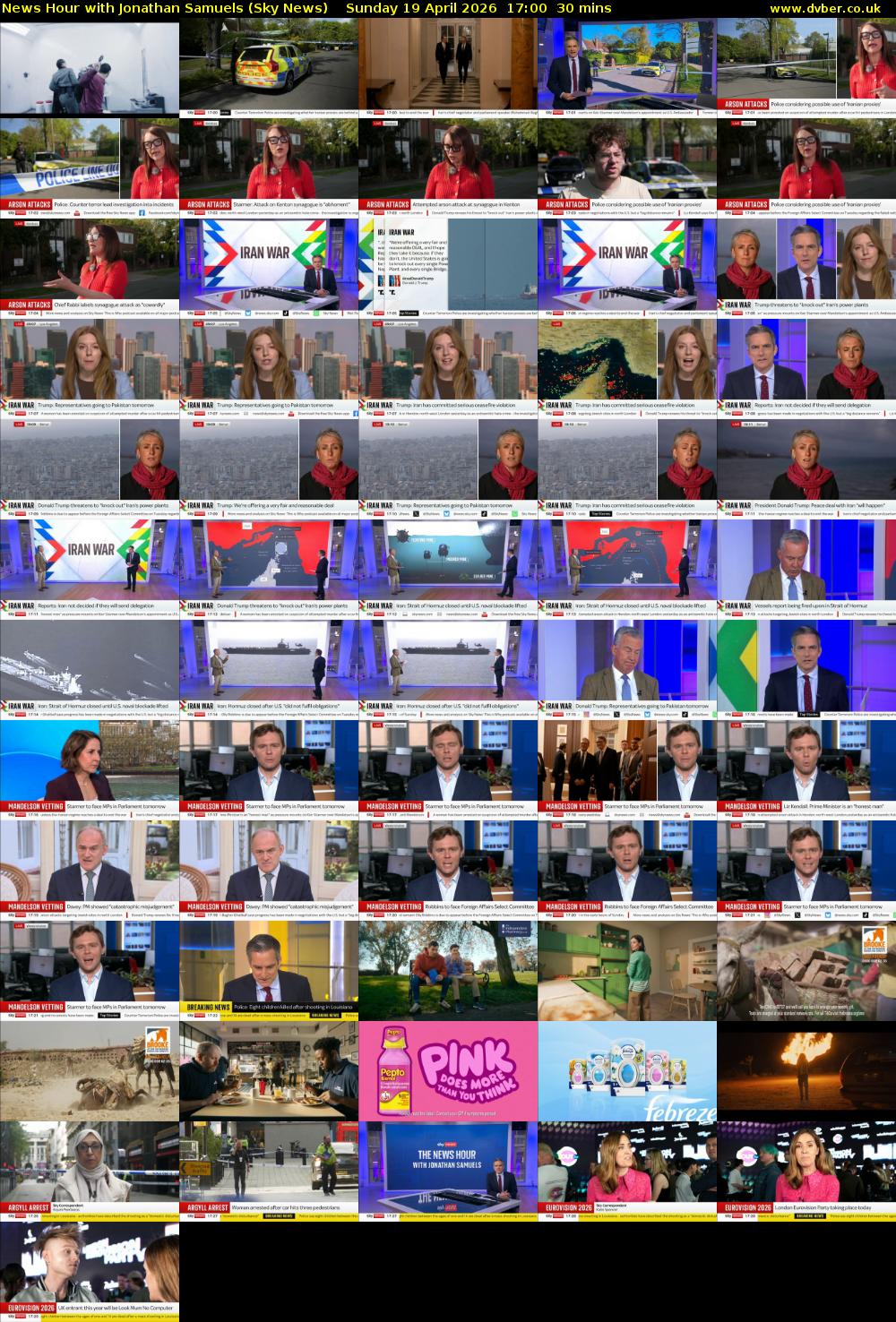 News Hour with Jonathan Samuels (Sky News) Sunday 19 April 2026 17:00 - 17:30