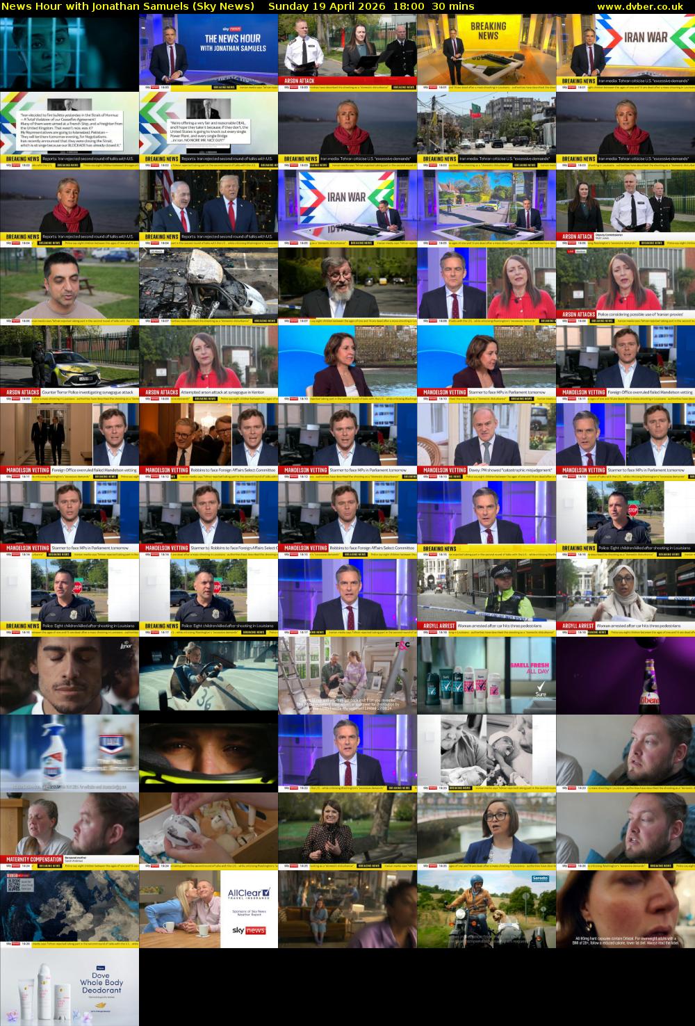 News Hour with Jonathan Samuels (Sky News) Sunday 19 April 2026 18:00 - 18:30