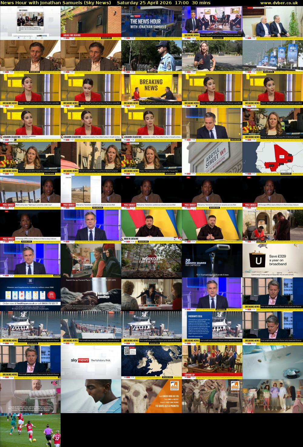 News Hour with Jonathan Samuels (Sky News) Saturday 25 April 2026 17:00 - 17:30
