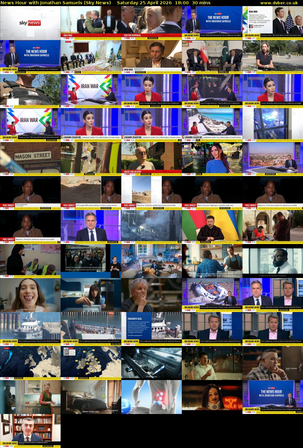 News Hour with Jonathan Samuels (Sky News) Saturday 25 April 2026 18:00 - 18:30